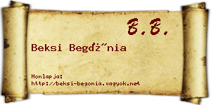 Beksi Begónia névjegykártya